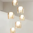Chandelier with 6 LEDs Covered by Optional Glass and Base in Metal - Beech Viadurini