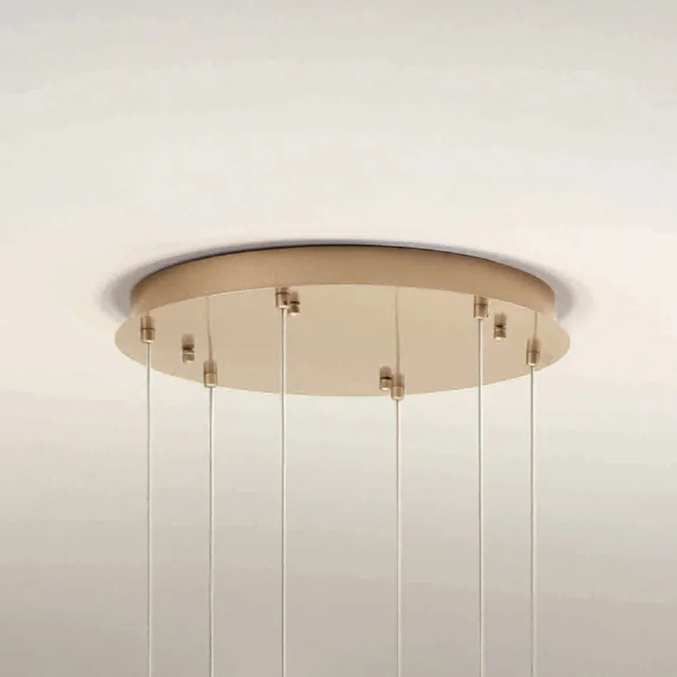 Chandelier with 6 LEDs Covered by Optional Glass and Base in Metal - Beech Viadurini