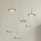 Chandelier with 6 LEDs and Round Base in Gold Painted Metal - Hornbeam Viadurini