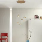 Chandelier with 6 LEDs and Round Base in Gold Painted Metal - Hornbeam Viadurini