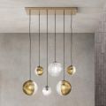 Chandelier with 6 Lights in Blown Glass in the Shape of a Sphere Made in Italy - Prilla