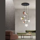 Chandelier with 8 Lights in Blown Glass in the Shape of a Sphere Made in Italy - Prilla Viadurini