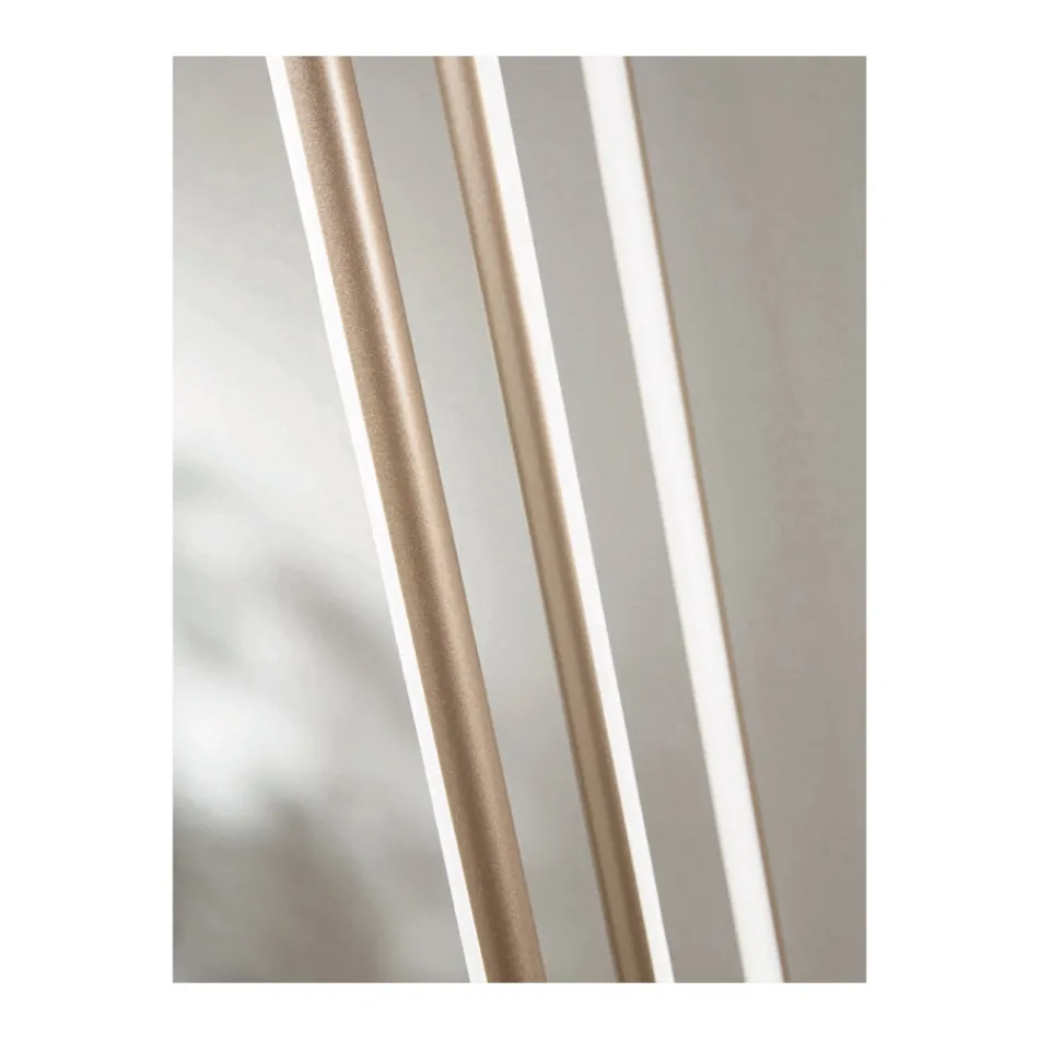 Chandelier with 8 LED Lights in Gold Painted Metal and Adjustable Cables - Orange Viadurini