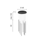 Chandelier with 8 LED Lights in Gold Painted Metal and Adjustable Cables - Orange Viadurini