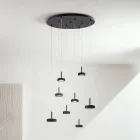 Chandelier with Round Base in Black Painted Metal and LED Light - Hornbeam Viadurini