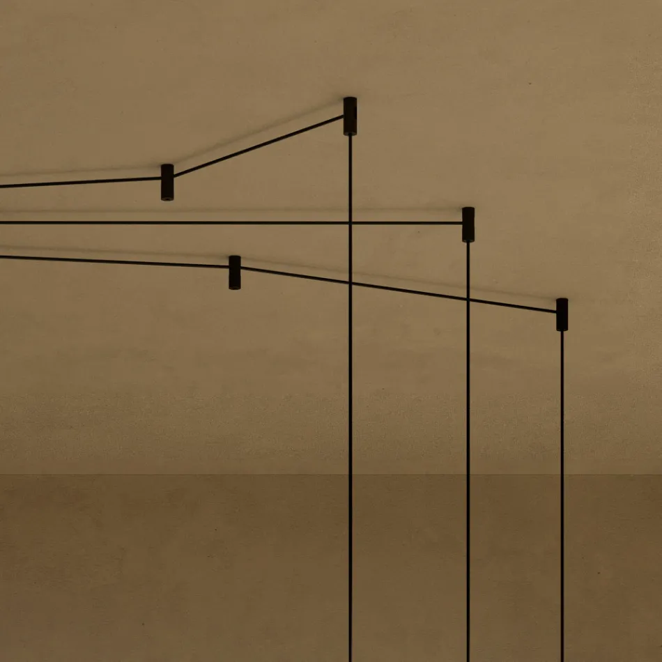 Chandelier with Canneté Glass Cylinders Made in Italy - Oris Viadurini