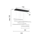 Chandelier with Horizontal LED Lights in Metal and Adjustable Cables - Orange Viadurini