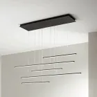 Chandelier with Horizontal LED Lights in Metal and Adjustable Cables - Orange Viadurini