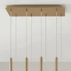 Chandelier with Gold Painted Metal Frame and Adjustable Cables - Birch Viadurini