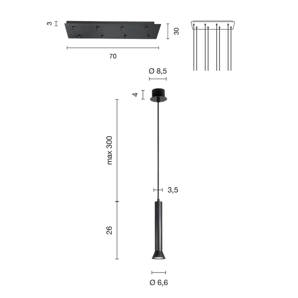 Chandelier with Gold Painted Metal Frame and Adjustable Cables - Birch Viadurini