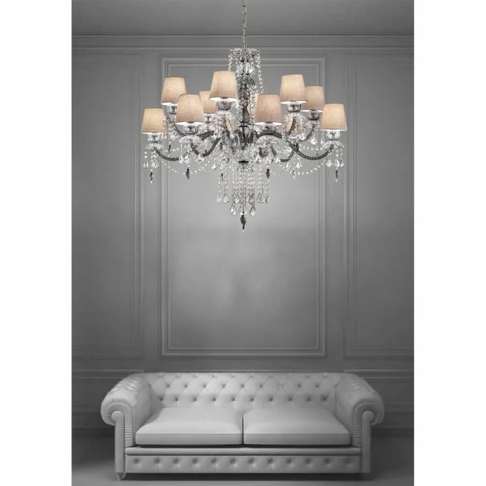 Artisan Venetian Glass 12 Lights Chandelier, Made in Italy - Milagros Viadurini