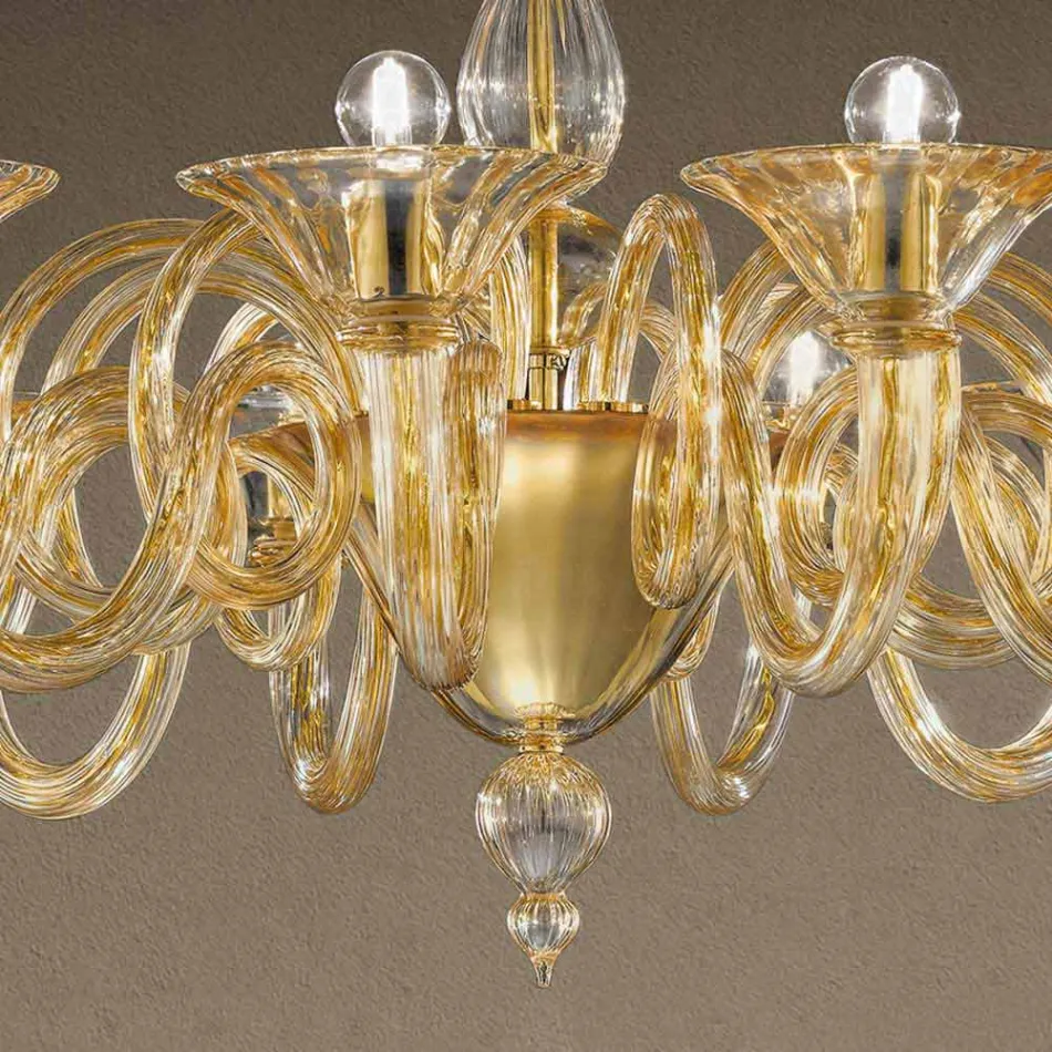 12 Lights Handmade Venetian Glass Chandelier Made in Italy - Margherita Viadurini
