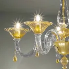 5 Lights Venice Glass Chandelier, Handmade in Italy - Margherita Viadurini