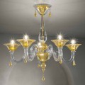 5 Lights Venice Glass Chandelier, Handmade in Italy - Margherita