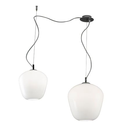 Decentralized Chandelier with Small and Large Glass Lamp Made in Italy - Elisia Viadurini