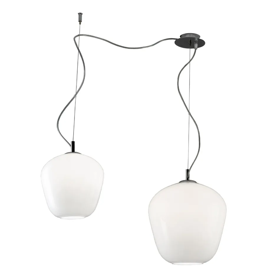 Decentralized Chandelier with Small and Large Glass Lamp Made in Italy - Elisia Viadurini