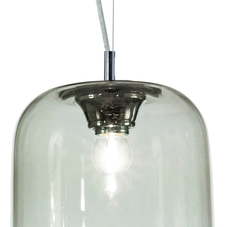 Decentralized Two-Light Chandelier in Handcrafted Glass Made in Italy - Soffio Viadurini