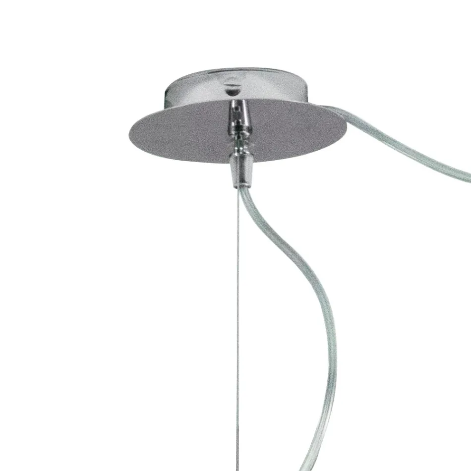 Decentralized Two-Light Chandelier in Handcrafted Glass Made in Italy - Soffio Viadurini