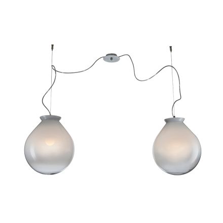 Off-Center Chandelier in Hand-Laid Glass Made in Italy - Iride Viadurini