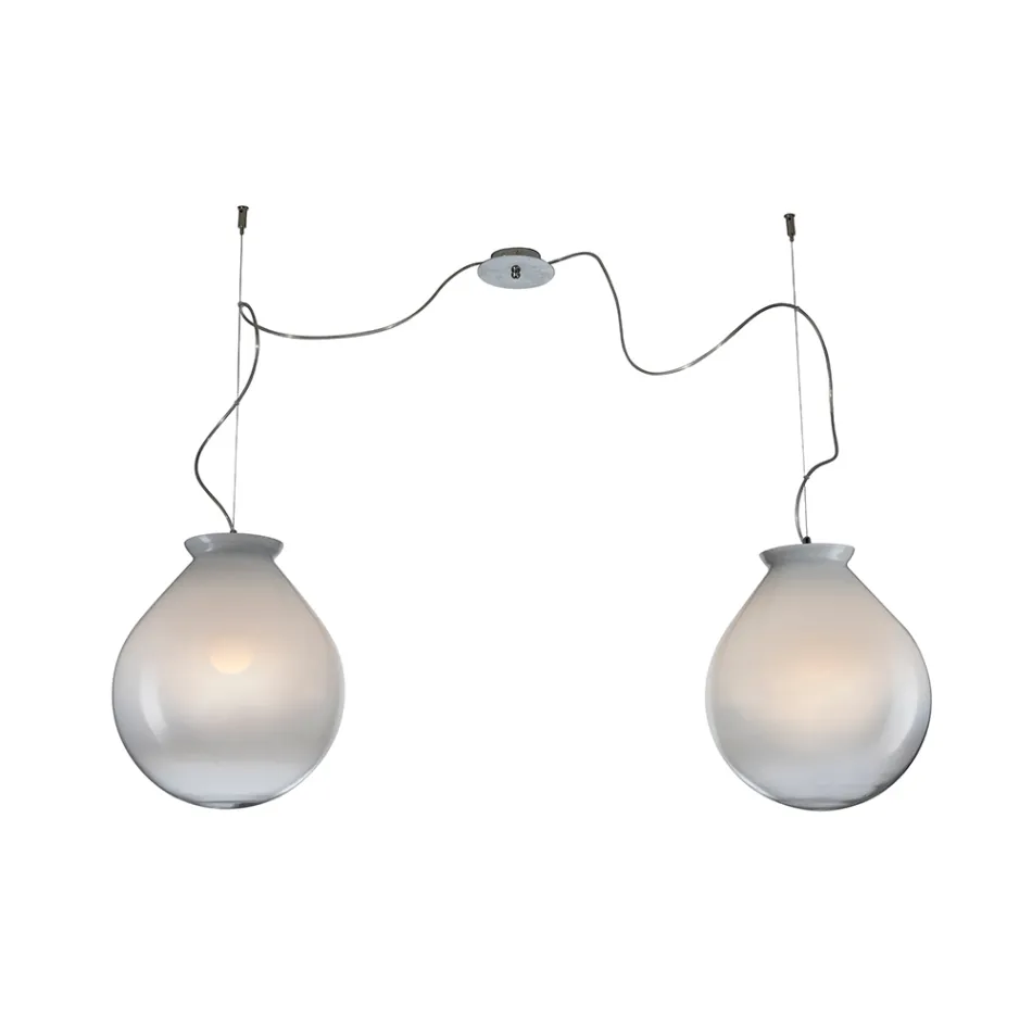 Off-Center Chandelier in Hand-Laid Glass Made in Italy - Iride Viadurini