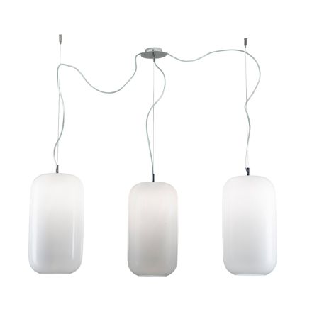 Decentralized Three-Light Venetian Glass Chandelier Made in Italy - Soffio Viadurini