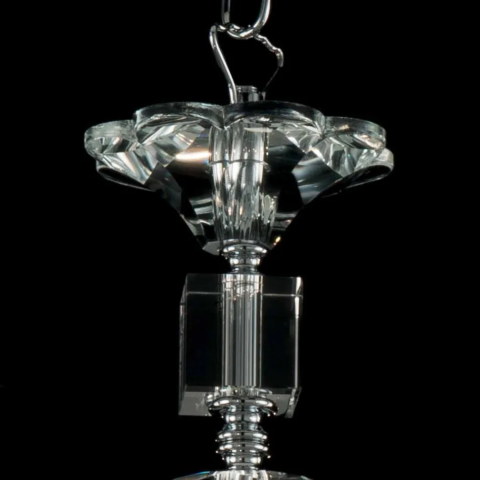 Design glass chandelier with 6 lights in glass and crystal Ivy, made in Italy Viadurini