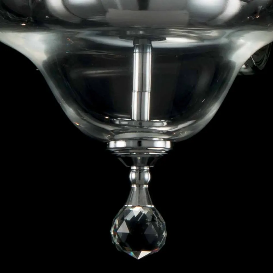 Design glass chandelier with 6 lights in glass and crystal Ivy, made in Italy Viadurini