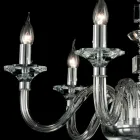 Design glass chandelier with 6 lights in glass and crystal Ivy, made in Italy Viadurini