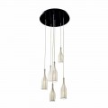 Design chandelier with 6 lampshades Grilli Mathusalem made in Italy