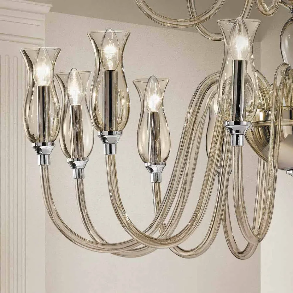 Handmade Chandelier with 18 Lights in Venice Glass Made in Italy - Vittoria Viadurini