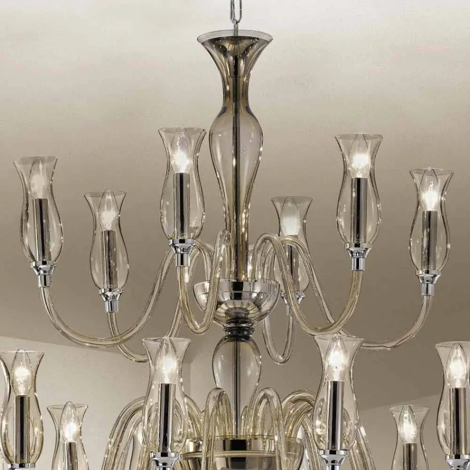 Handmade Chandelier with 18 Lights in Venice Glass Made in Italy - Vittoria Viadurini