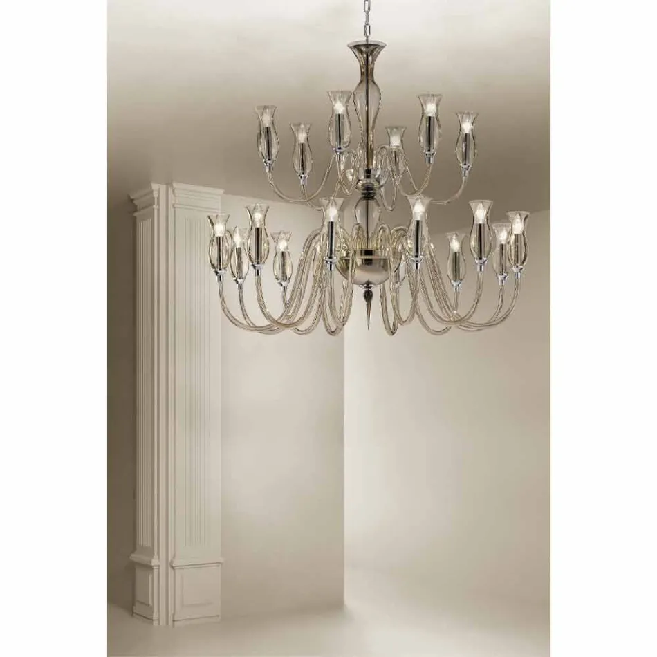 Handmade Chandelier with 18 Lights in Venice Glass Made in Italy - Vittoria Viadurini