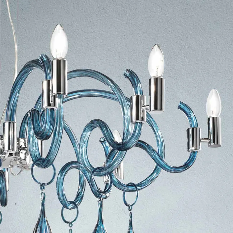 Handmade 9 Light Chandelier in Venetian Glass Made in Italy - Bernadette Viadurini