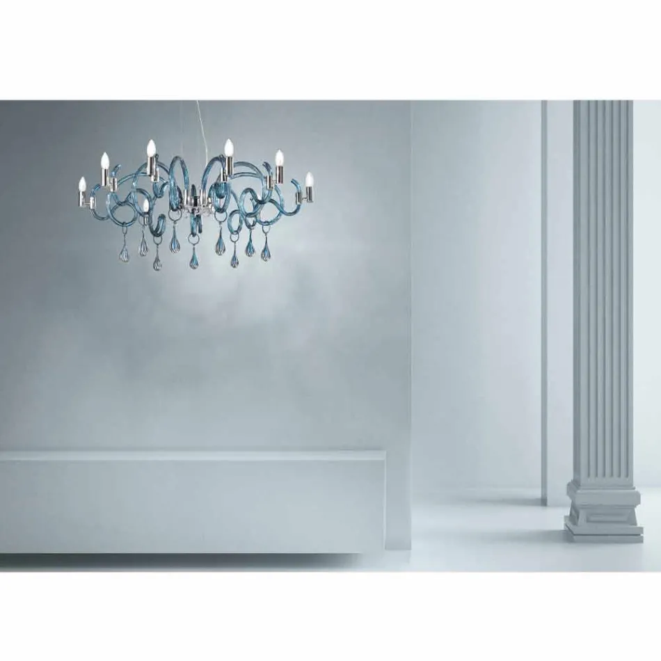 Handmade 9 Light Chandelier in Venetian Glass Made in Italy - Bernadette Viadurini