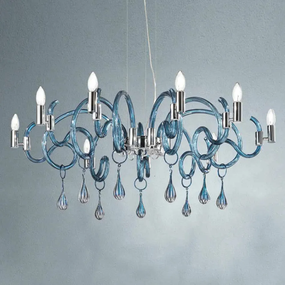Handmade 9 Light Chandelier in Venetian Glass Made in Italy - Bernadette Viadurini