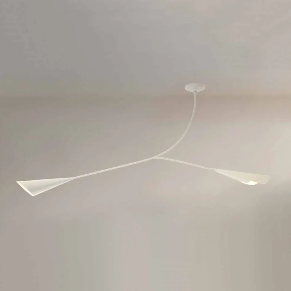 Handmade White Painted Steel Chandelier Made in Italy - Elica Viadurini