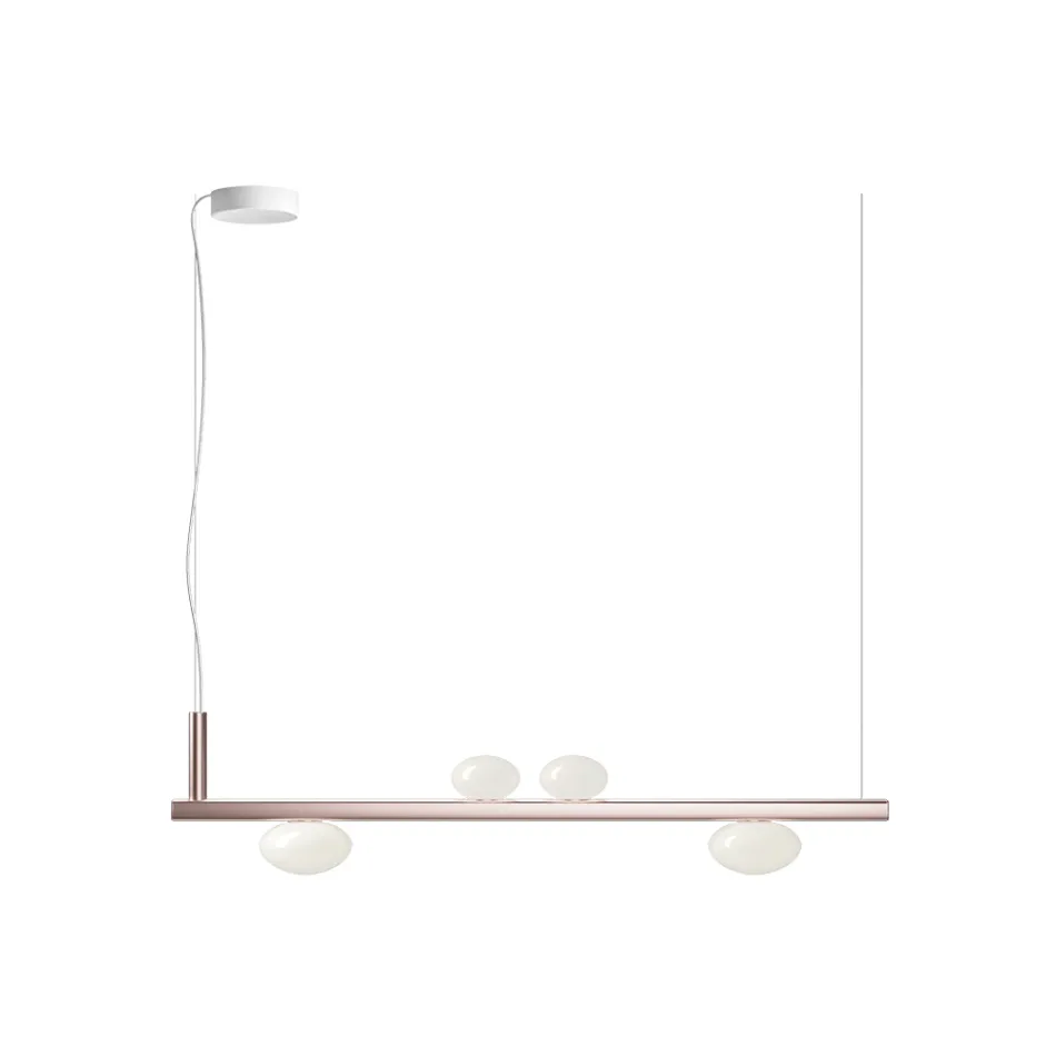 Aluminium Chandelier with White Blown Glass Light - Alma Viadurini