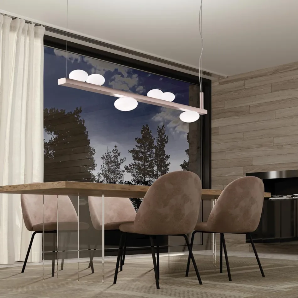 Aluminium Chandelier with White Blown Glass Light - Alma Viadurini