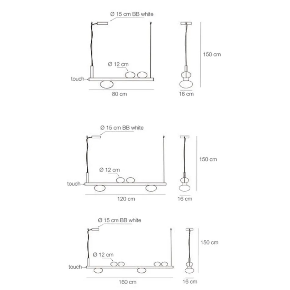 Aluminium Chandelier with White Blown Glass Light - Alma Viadurini