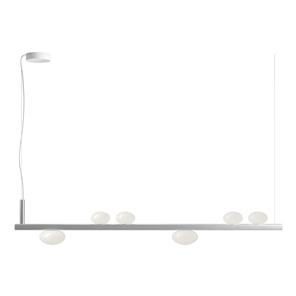 Aluminium Chandelier with White Blown Glass Light - Alma Viadurini