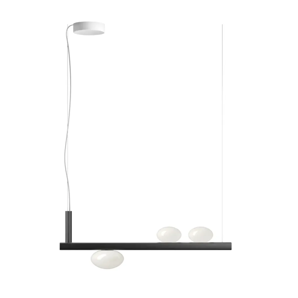 Aluminium Chandelier with White Blown Glass Light - Alma Viadurini