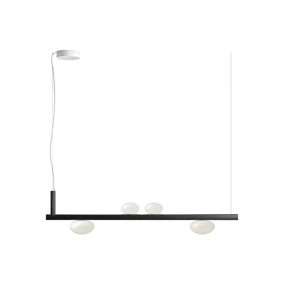 Aluminium Chandelier with White Blown Glass Light - Alma Viadurini