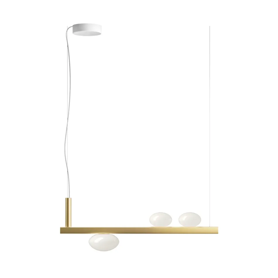 Aluminium Chandelier with White Blown Glass Light - Alma Viadurini