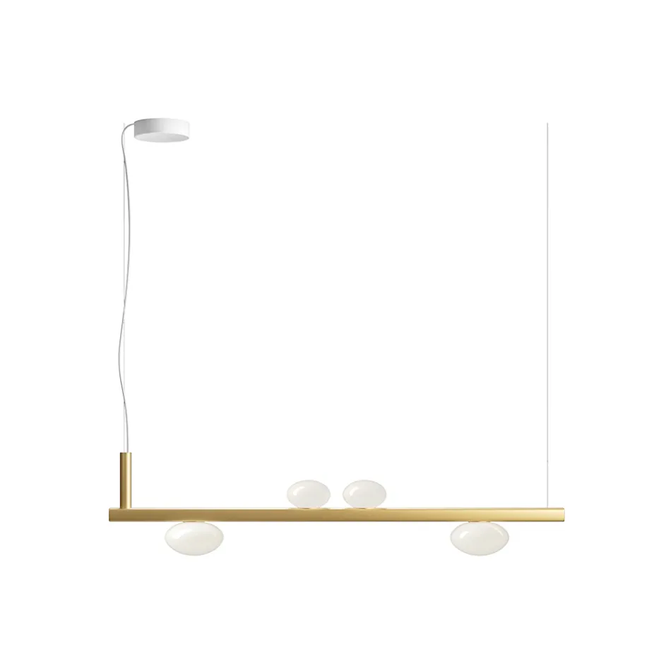 Aluminium Chandelier with White Blown Glass Light - Alma Viadurini