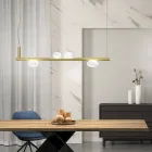 Aluminium Chandelier with White Blown Glass Light - Alma Viadurini