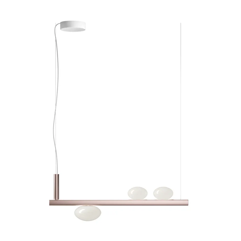 Aluminium Chandelier with White Blown Glass Light - Alma Viadurini