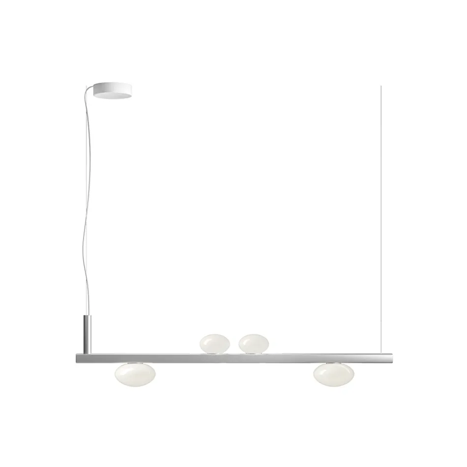 Aluminium Chandelier with White Blown Glass Light - Alma Viadurini