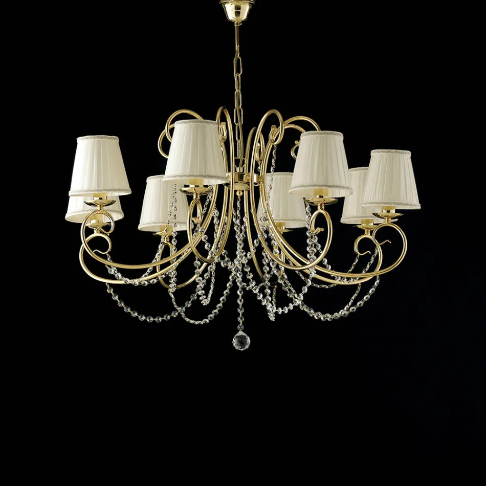 Chrome-Plated Iron Chandelier with Made-in-Italy Lampshades for Interior Decor - Prague Viadurini