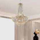 Iron and Gold Chandelier with Rhinestones Made in Italy for Interior Decorating - Baviera Viadurini