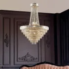 Iron and Gold Chandelier with Rhinestones Made in Italy for Interior Decor - Kiev Viadurini
